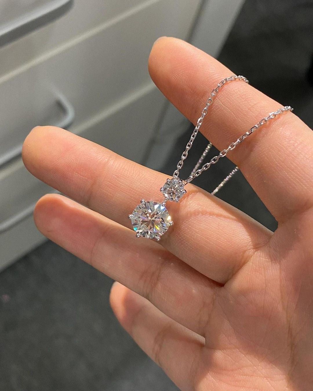 2.6 CT Round Lab Diamond Pendant 18K White Gold