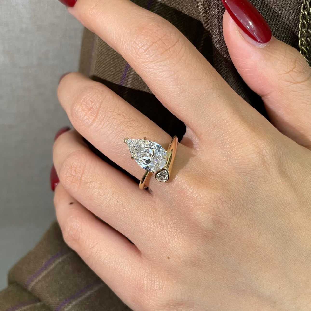 3 CT Pear Lab Diamond Ring 18K White Gold
