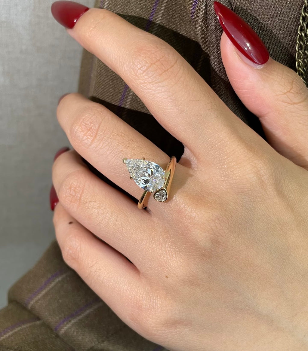 3ct Pear Lab Grown Diamond IGI Certified Ethical Engagement Ring 18K Gold