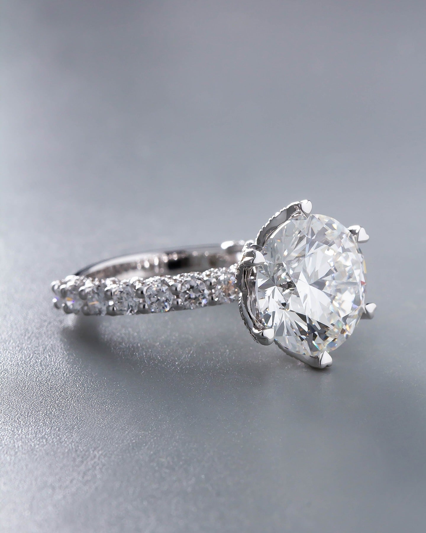 4 CT Round Lab Diamond Ring 18K White Gold