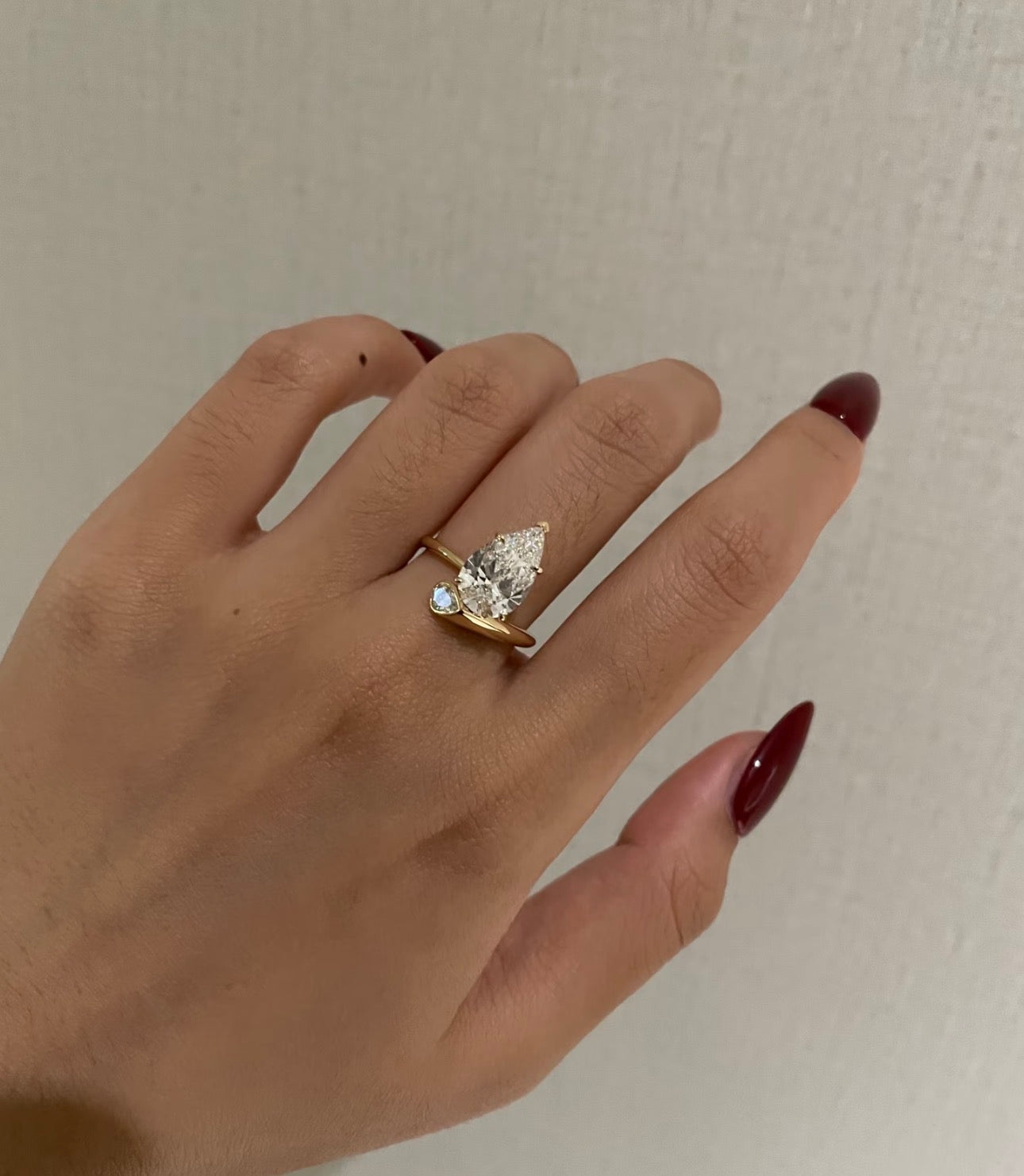 3 CT Pear Lab Diamond Ring 18K White Gold