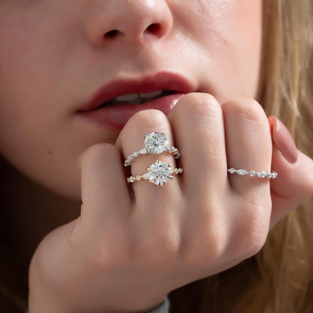 1.6 CT Round Lab Diamond Ring 18K White Gold