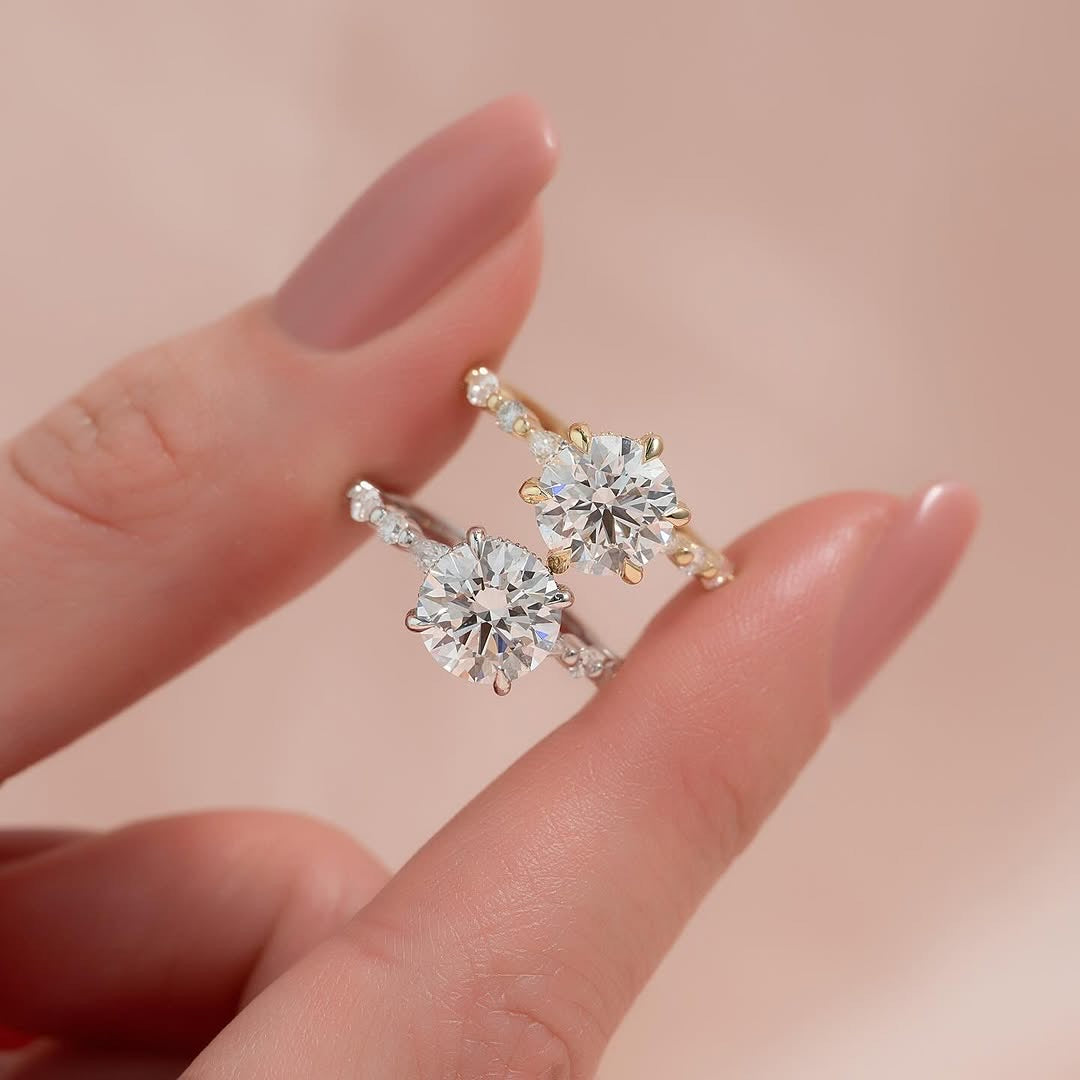 1.6 CT Round Lab Diamond Ring 18K White Gold