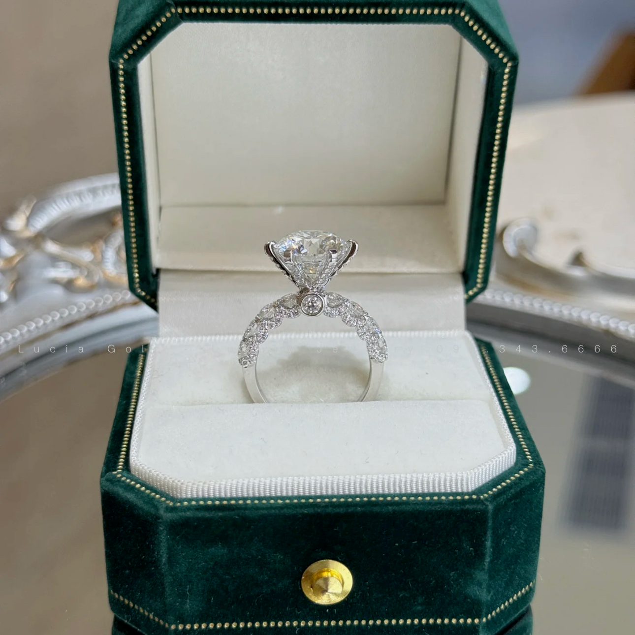 3 CT Princess Cut Lab Diamond Ring 18K White Gold