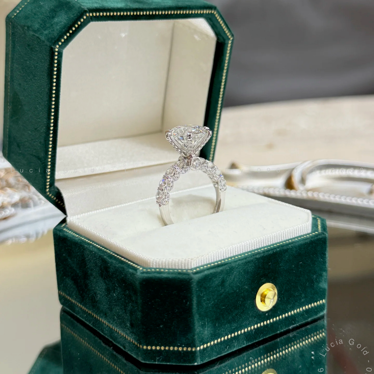 3 CT Princess Cut Lab Diamond Ring 18K White Gold