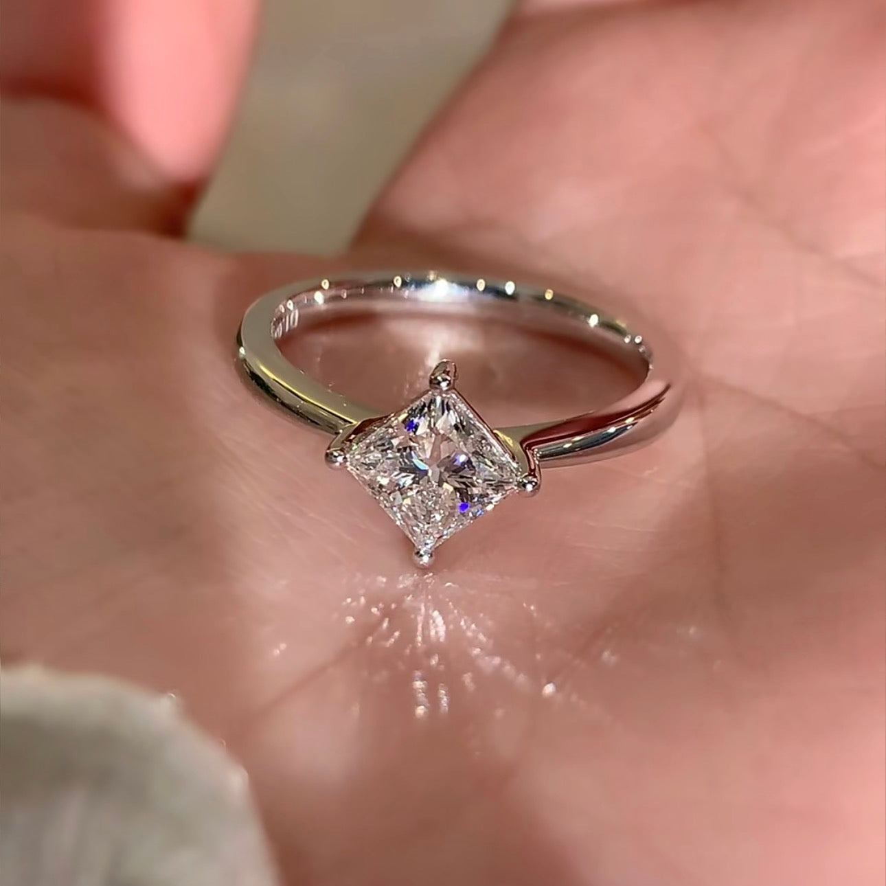 1 CT Princess Cut Lab Diamond Ring 18K White Gold