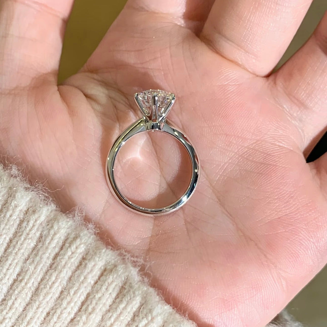 2 CT Round 6-Prong Lab Diamond Ring 18K White Gold