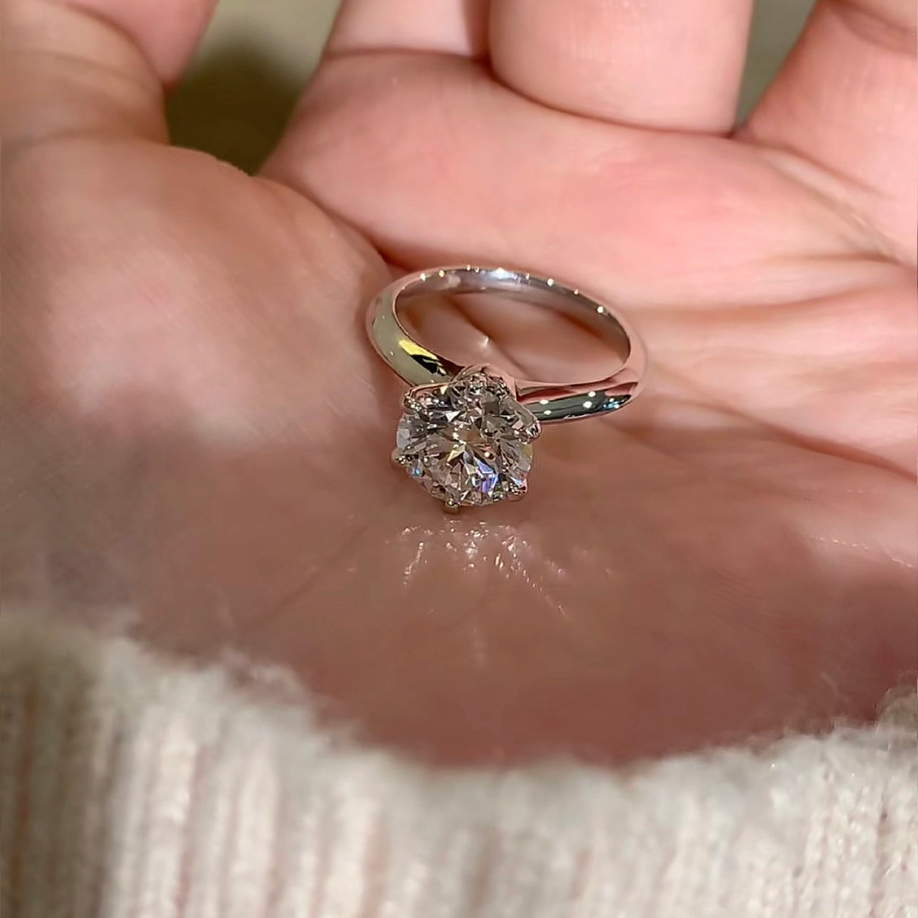 2 CT Round 6-Prong Lab Diamond Ring 18K White Gold