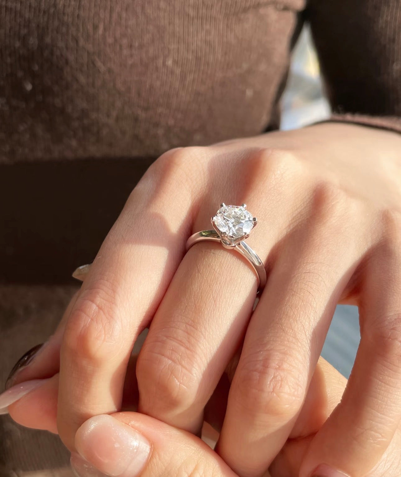 2 CT Round 6-Prong Lab Diamond Ring 18K White Gold