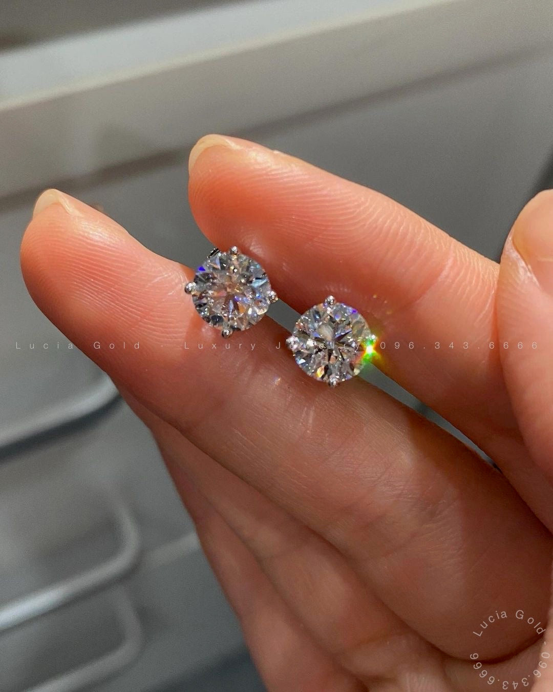 3ct Round Lab Grown Diamond IGI Certified Ethical Stud Earrings