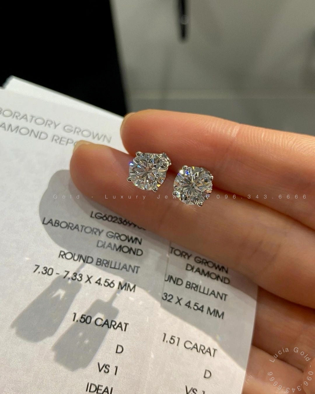 3 CT Round Lab Diamond Stud Earrings 18K White Gold