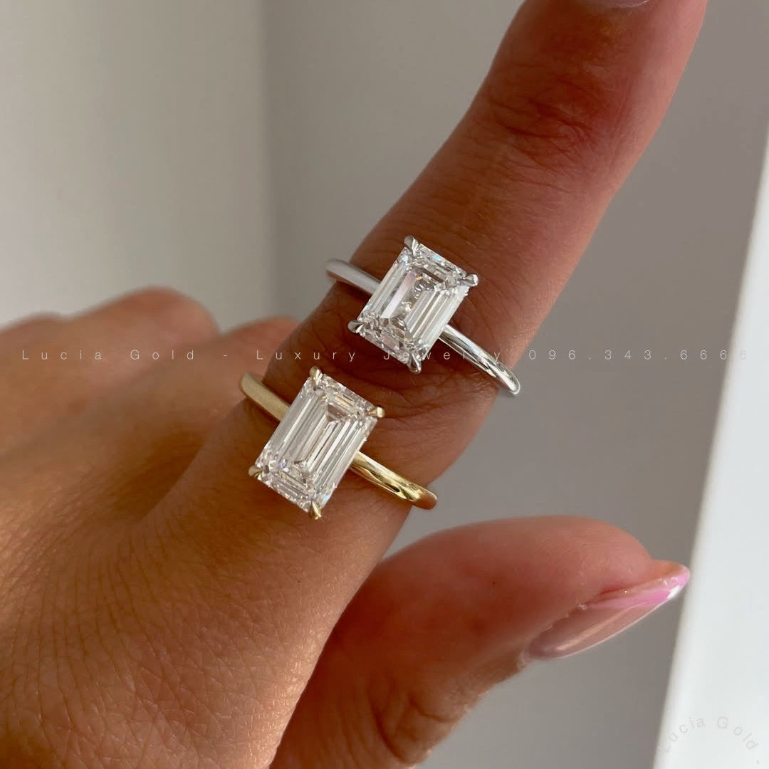 2 CT Emerald Cut Lab Diamond Ring 18K White Gold