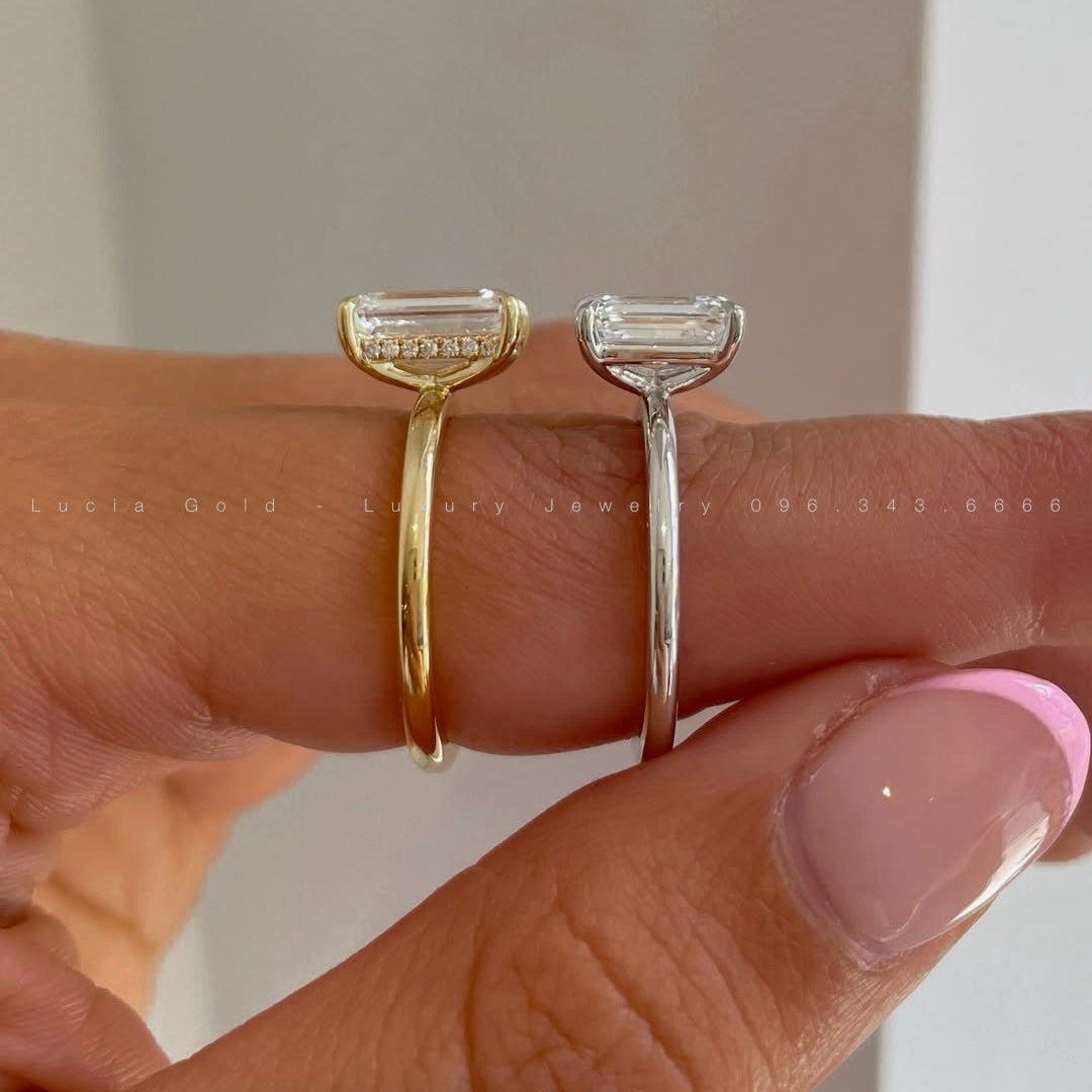 2 CT Emerald Cut Lab Diamond Ring 18K White Gold