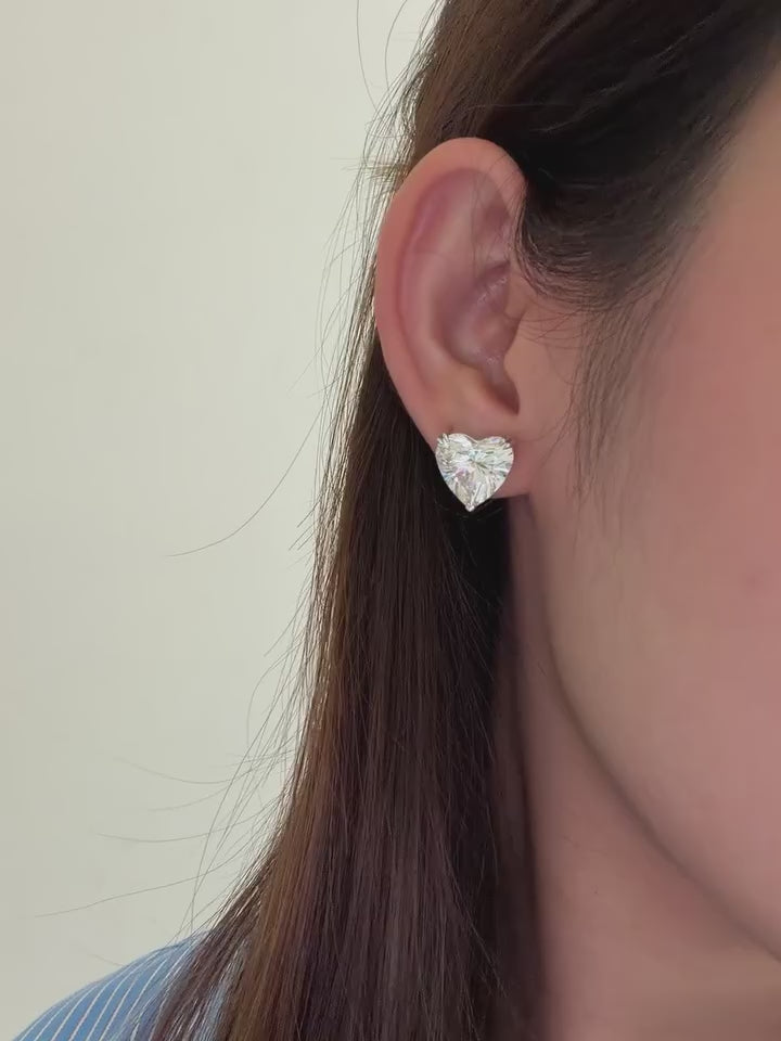 6ct Each Heart Shape Lab Grown Diamond IGI Certified Ethical Earrings 18K Gold